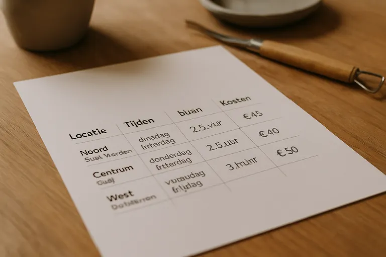 Praktisch: locaties, tijden en kosten